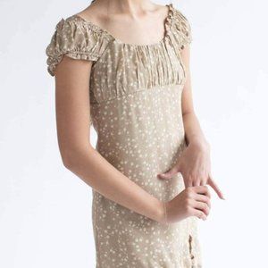 Taupe Ditsy Floral Milkmaid Dress Ragstock Vintage *NEW*